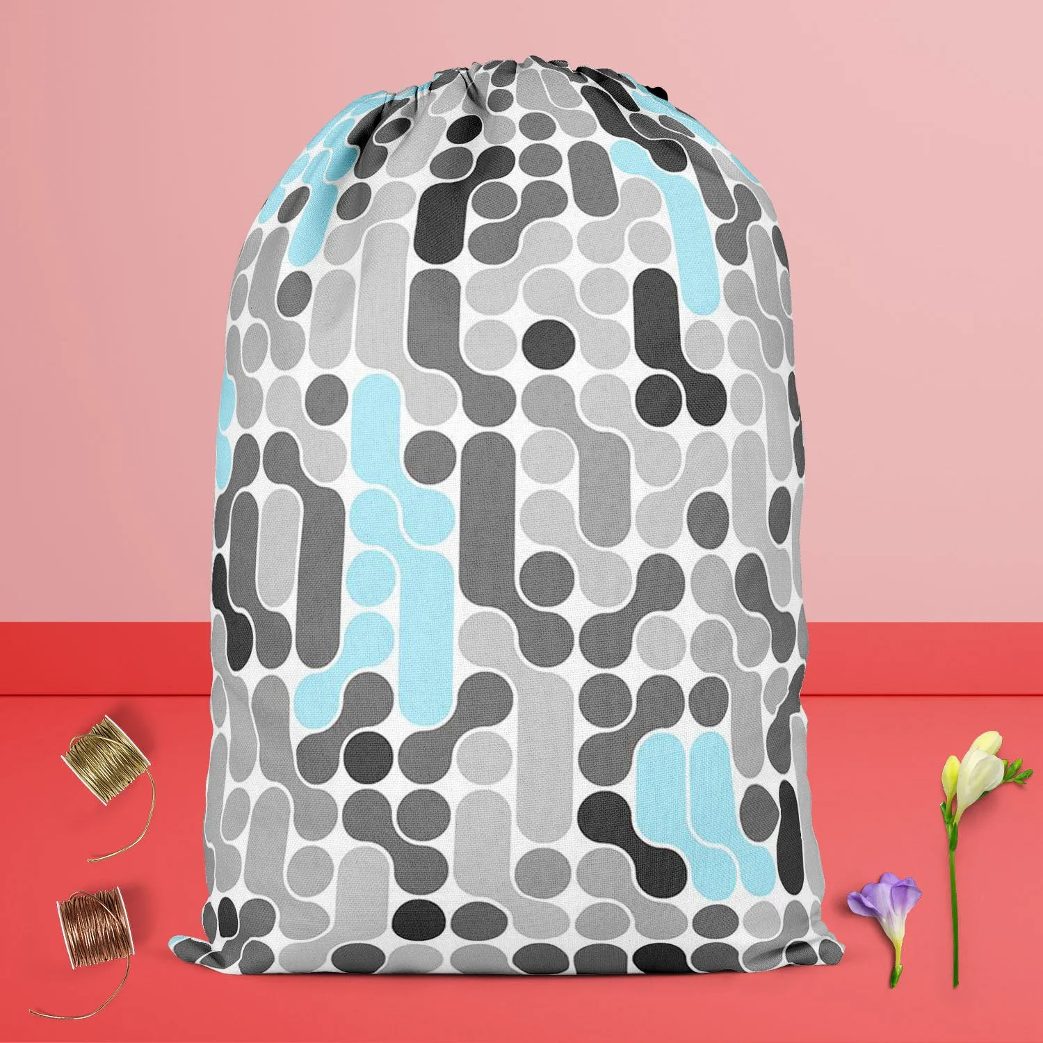 Abstract Geometric D2 Reusable Sack Bag | Bag for Gym, Storage, Vegetable & Travel