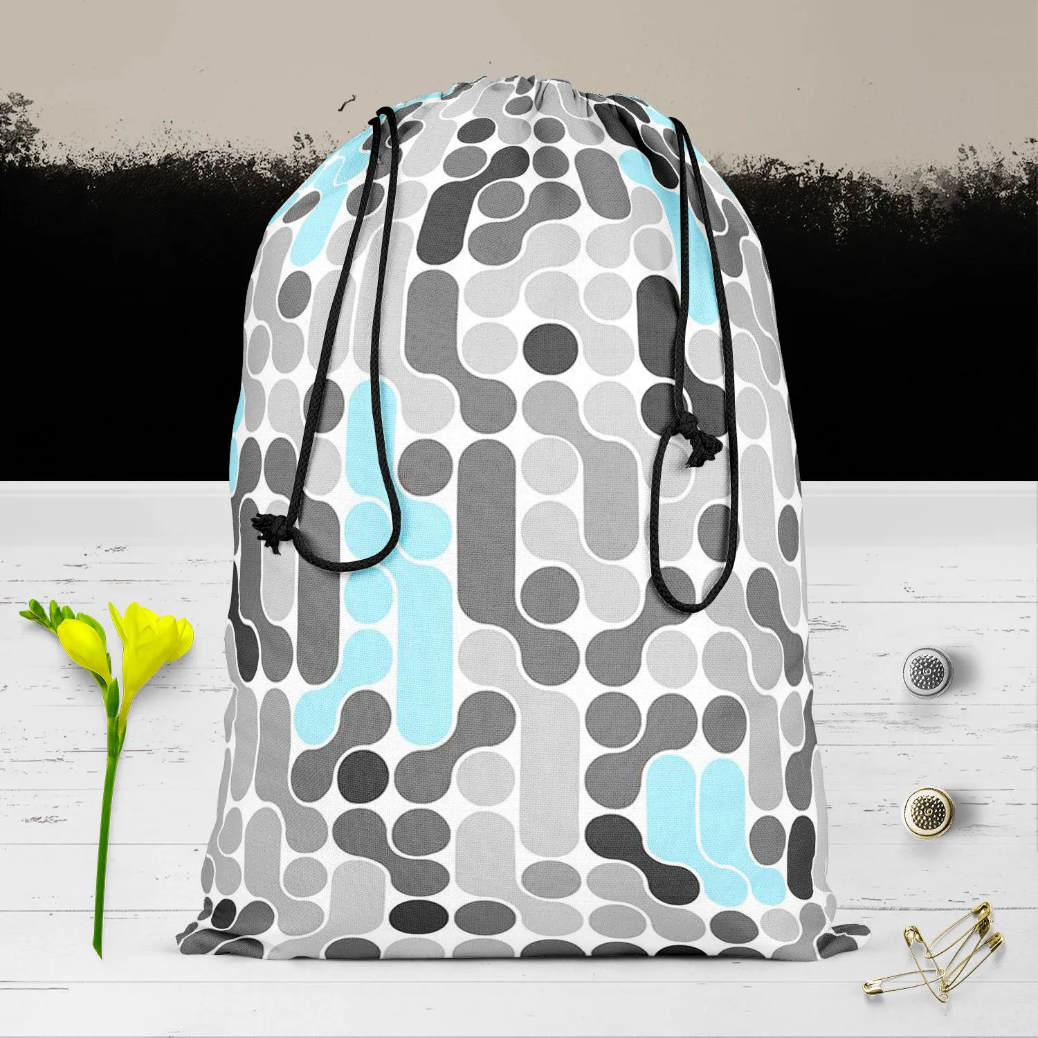 Abstract Geometric D2 Reusable Sack Bag | Bag for Gym, Storage, Vegetable & Travel