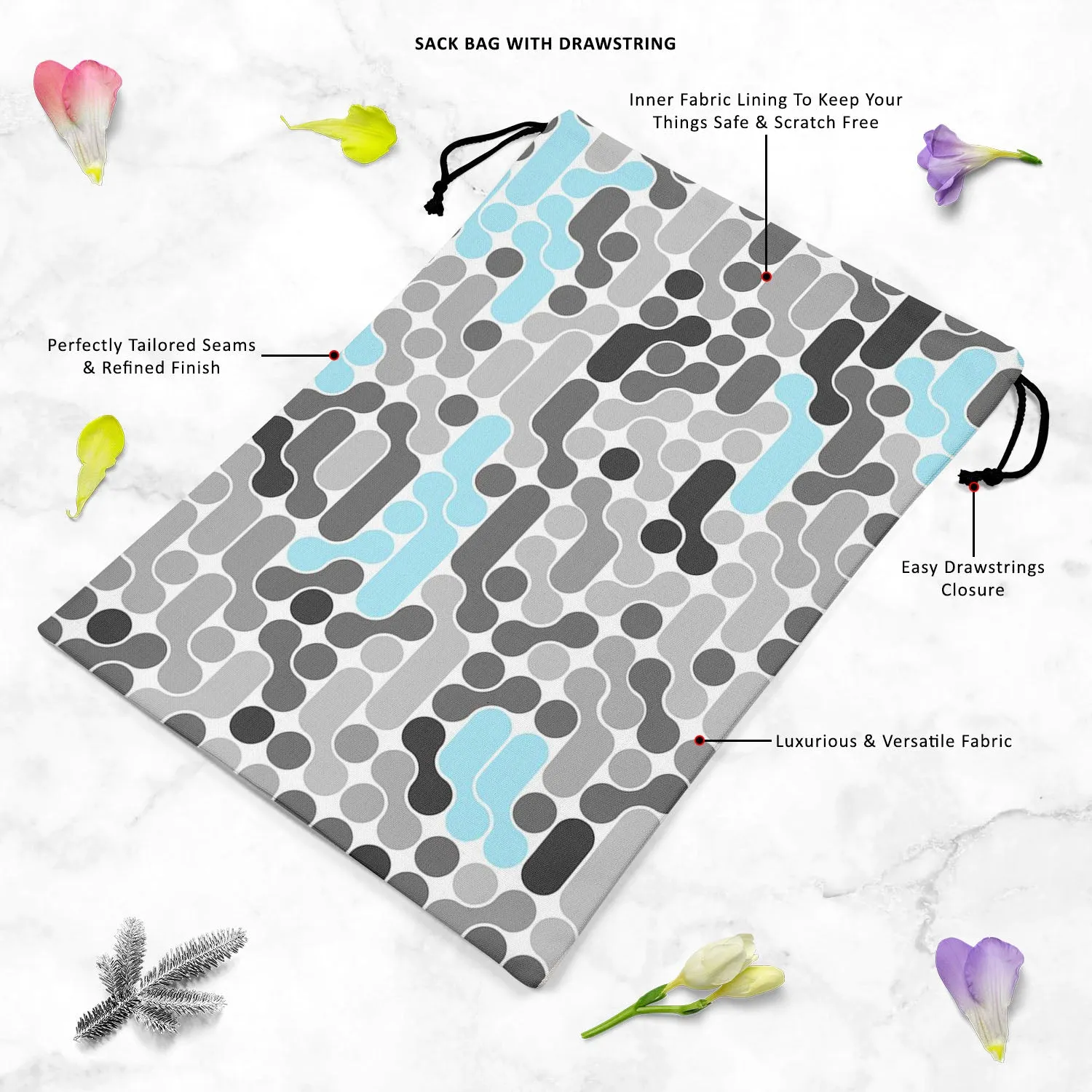 Abstract Geometric D2 Reusable Sack Bag | Bag for Gym, Storage, Vegetable & Travel